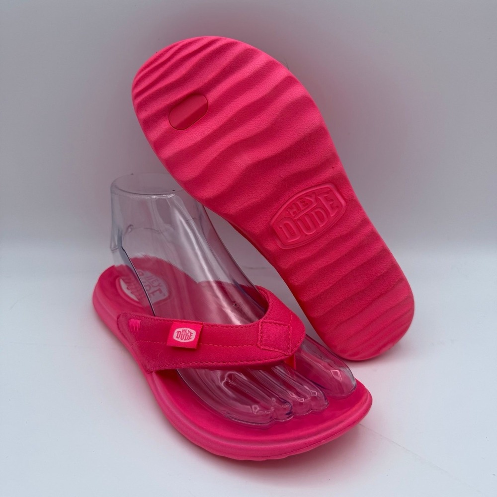 Women's Hey Dude Christi Flip Mono Electric Pink Slip-On Thong Flip-Flops Sz 6